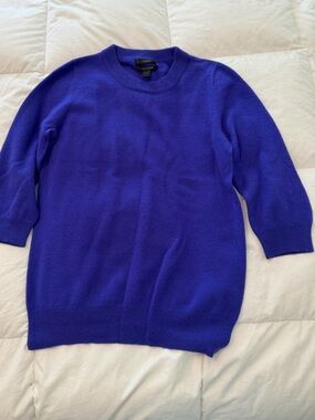 J. Crew 3/4 Sleeve, Vibrant Purple Cashmere Crewneck Sweater